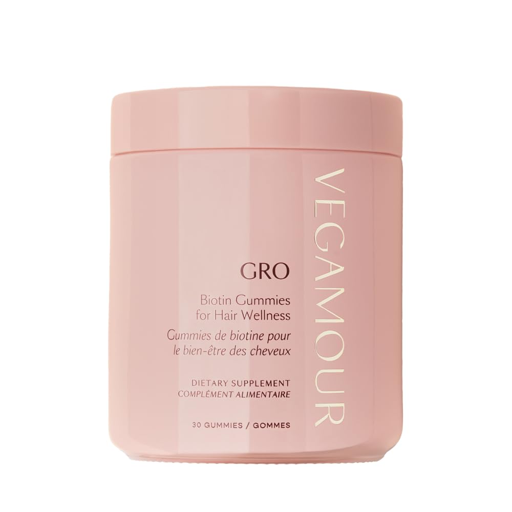 VEGAMOUR GRO Biotin Gummies, Strawberry Flavor with 5000 mcg Biotin, Supports Healthy Hair Vegan Gummies with Vitamins A, B, C, E, B-12 & More, 30 Ct Ifelshop