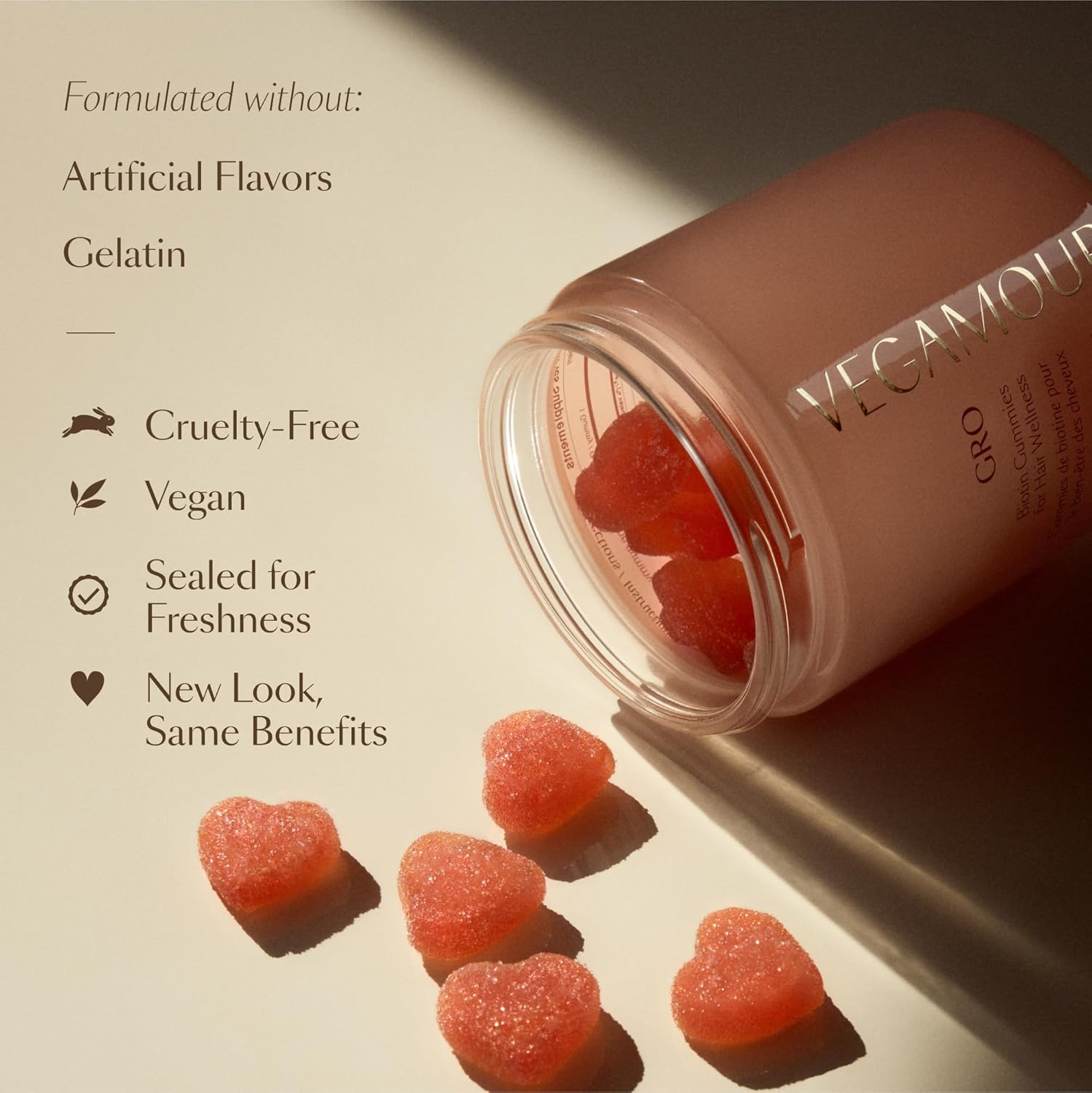 VEGAMOUR GRO Biotin Gummies, Strawberry Flavor with 5000 mcg Biotin, Supports Healthy Hair Vegan Gummies with Vitamins A, B, C, E, B-12 & More, 30 Ct Ifelshop