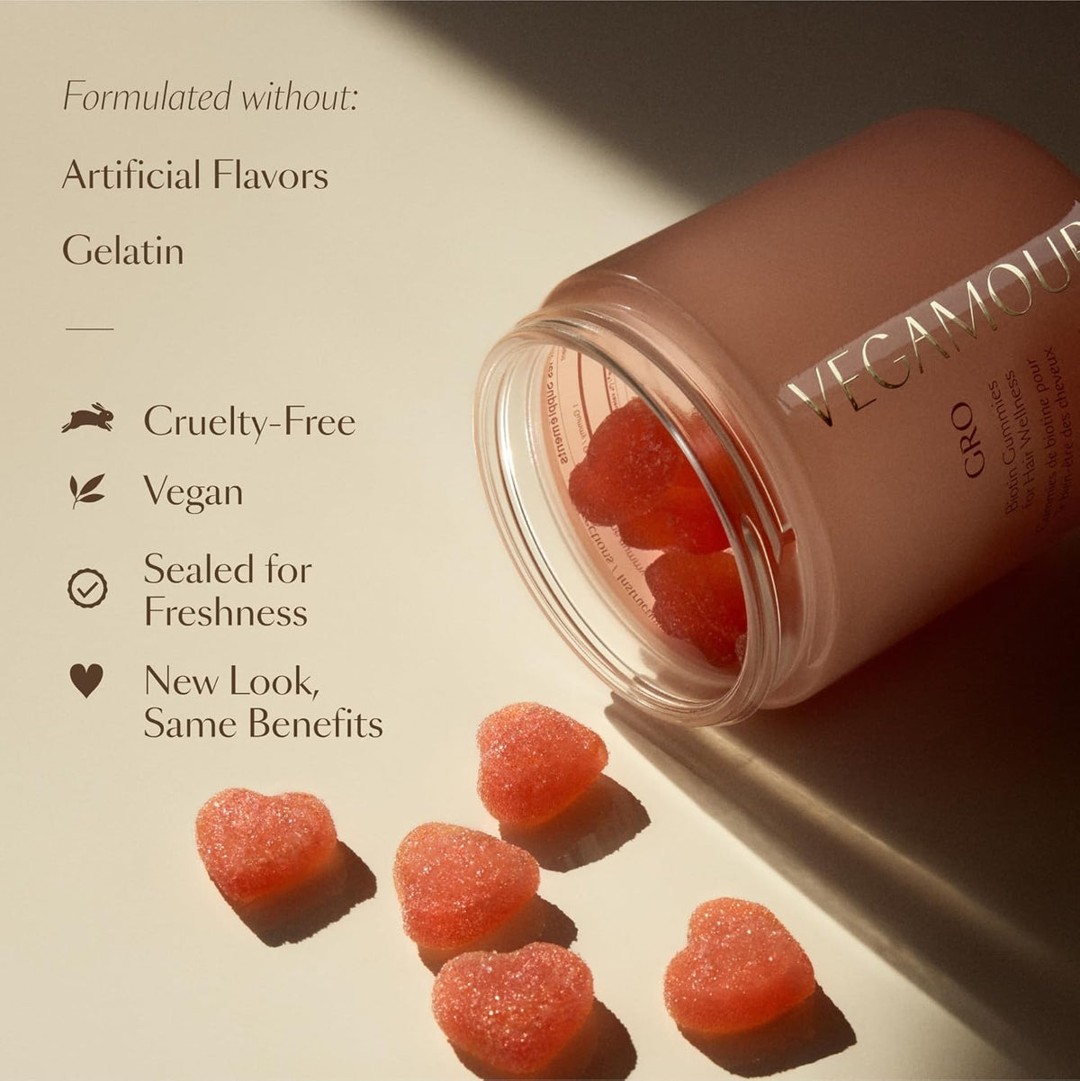 VEGAMOUR GRO Biotin Gummies, Strawberry Flavor with 5000 mcg Biotin, Supports Healthy Hair Vegan Gummies with Vitamins A, B, C, E, B-12 & More, 30 Ct Ifelshop