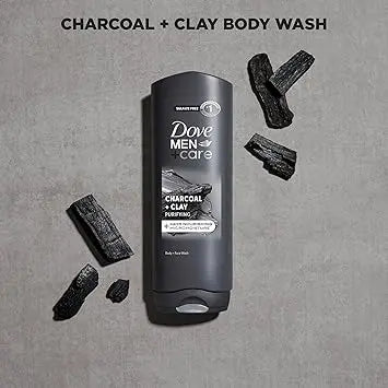 DOVE MEN + CARE Body and Face Wash Purifying Charcoal + Clay Body Wash for Men with 24-Hour Nourishing Micromoisture Technology 18 oz Retailxpres