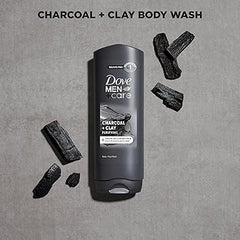 DOVE MEN + CARE Body and Face Wash Purifying Charcoal + Clay Body Wash for Men with 24-Hour Nourishing Micromoisture Technology 18 oz