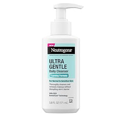 Neutrogena Ultra Gentle Foaming Facial Cleanser, Foaming Face Wash for Sensitive Skin, Gently Cleanses Away Dirt, Oil & Makeup Without Over Drying, Fragrance-Free, 5.8 fl. oz