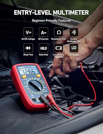 AstroAI Digital Multimeter Tester 2000 Counts with DC AC Voltmeter and Ohm Volt Amp Meter; Measures Voltage, Current, Resistance, Continuity and Diode, Blue Retailxpres