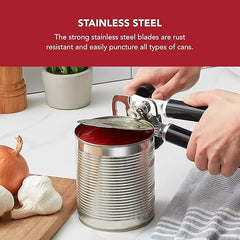 KitchenAid Classic Multifunction Can Opener and Bottle Opener Easy to Use, Razor Sharp Stainless Steel Cutting Wheel, Soft Ergonomic Handles, Black Retailxpres