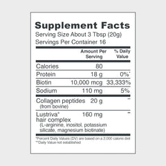 Vital Proteins Collagen Peptides + Biotin 10000mcg Hair Complex with Lustriva Unflavored Collagen Powder for Women 11.4oz Ifelshop