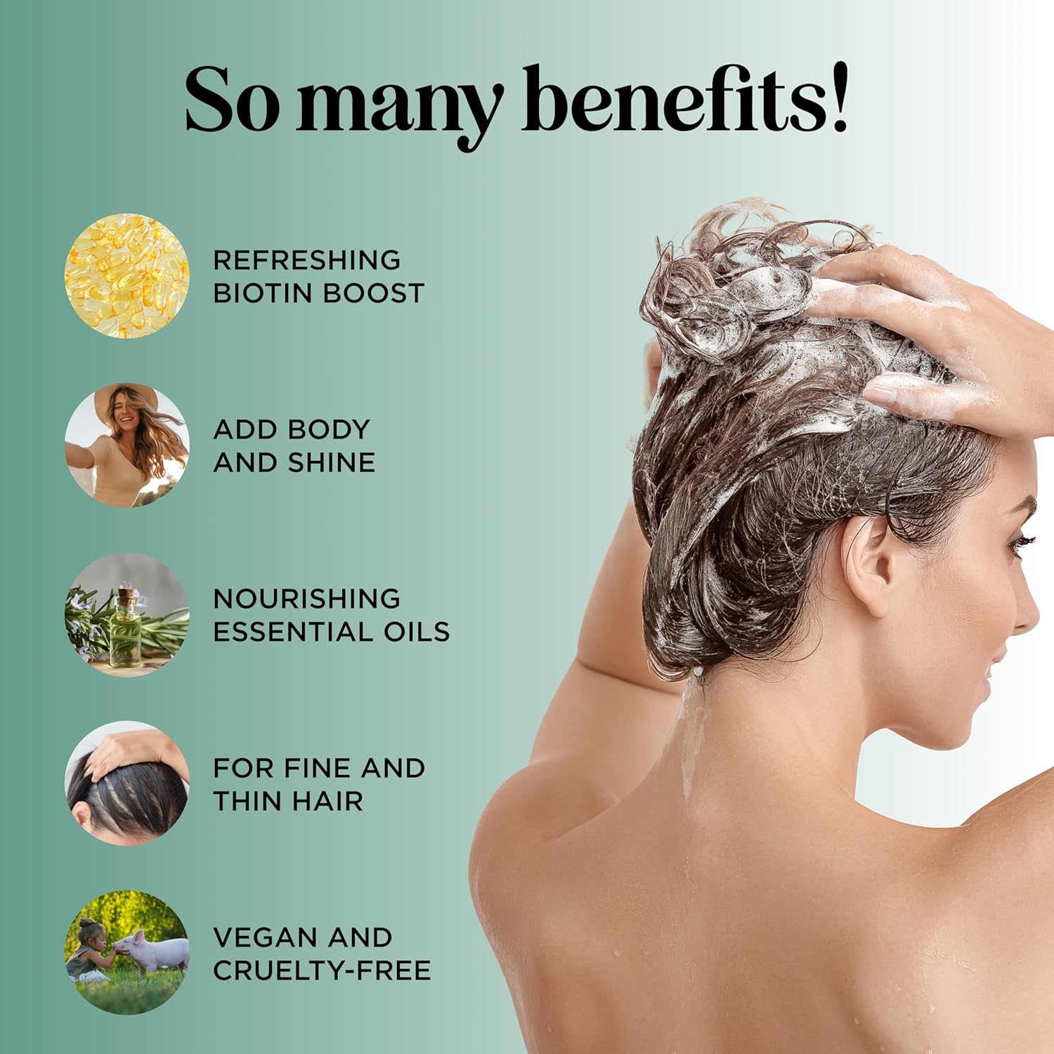 Volumizing Biotin and Rosemary Shampoo - Vegan Rosemary Biotin Shampoo for Thinning Hair for Women and Men with Nourishing B Vitamins & Tea Tree Oil - Paraben Silicone & Sulfate Free (16 Fl Oz) Ifelshop