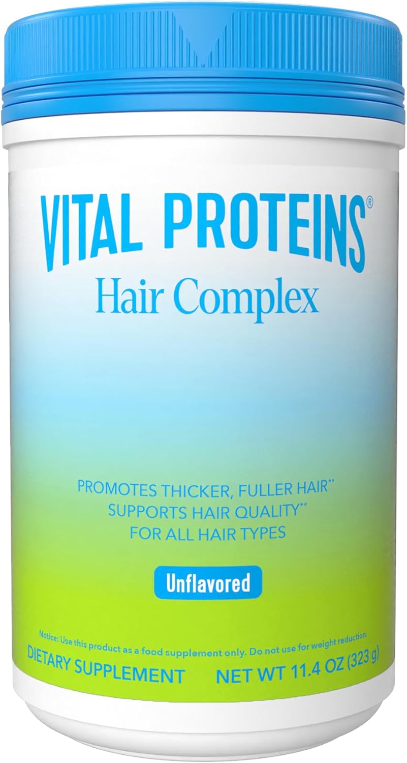 Vital Proteins Collagen Peptides + Biotin 10000mcg Hair Complex with Lustriva Unflavored Collagen Powder for Women 11.4oz Ifelshop