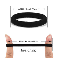 50PCS Black Hair Ties Cotton Seamless Ponytail Holders – No Damage Elastic Hair Bands for Thick, Heavy and Curly Hair Ifelshop