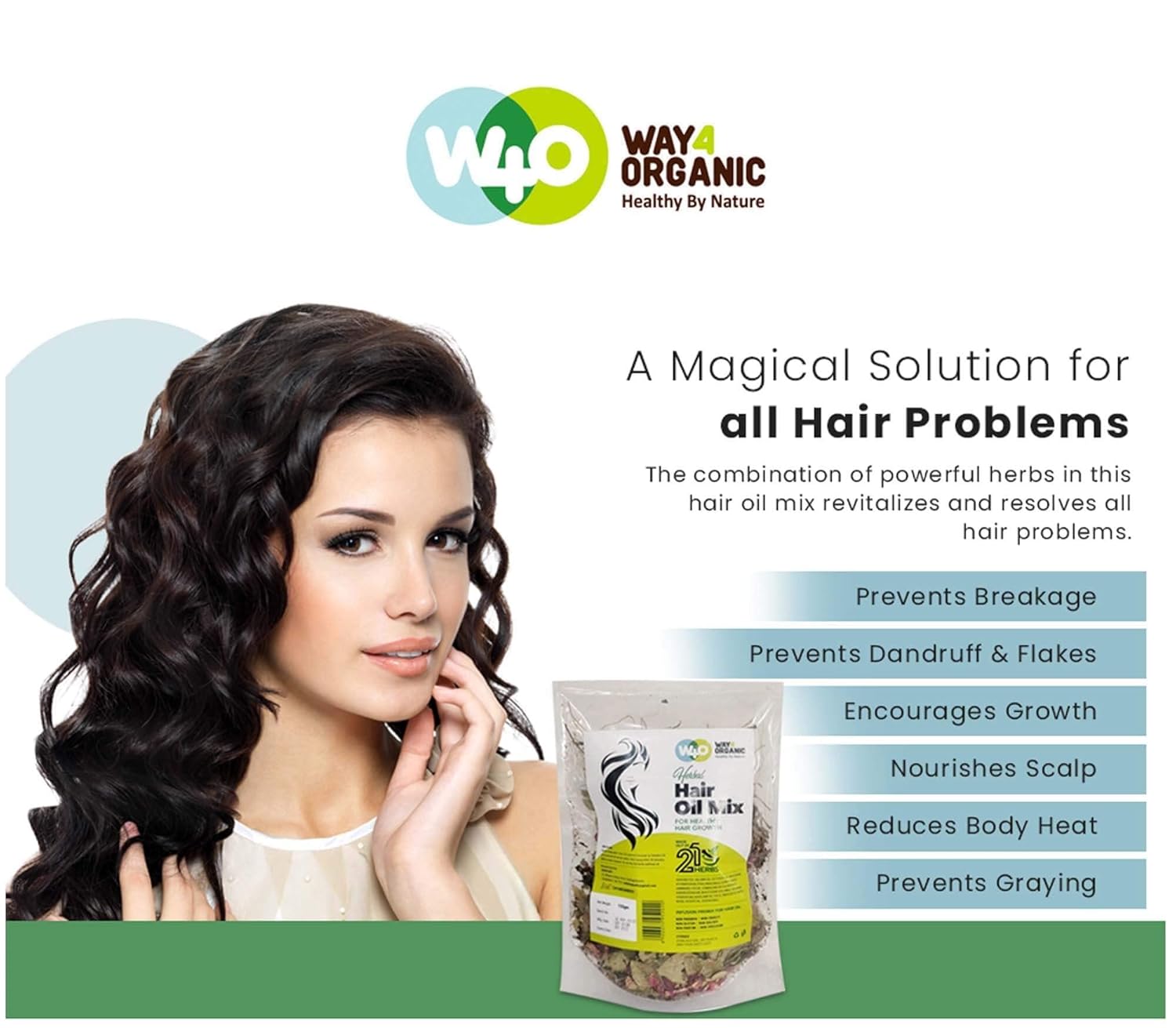 Way4Organic Herbal Hair Growth Oil Mix – 21 Ayurvedic Herbs for Hair Growth, Hairfall Control & Scalp Care, 150g – Men & Women Ifelshop