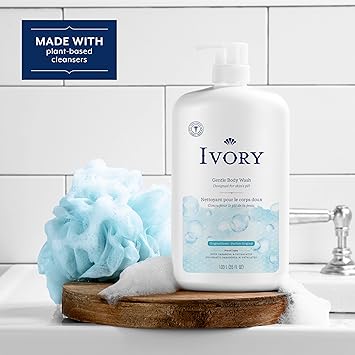 Ivory Body Wash, Designed for the Whole Family, Gentle Formula, Free of Dyes Heavy Perfumes Parabens Phthalates & Silicones, Original Scent, 35 oz