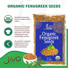 Jiva Organic Fenugreek Seeds 7 oz | Non-GMO Raw Methi Seeds for Hair Growth, Cooking & Sprouting | Product of India Ifelshop