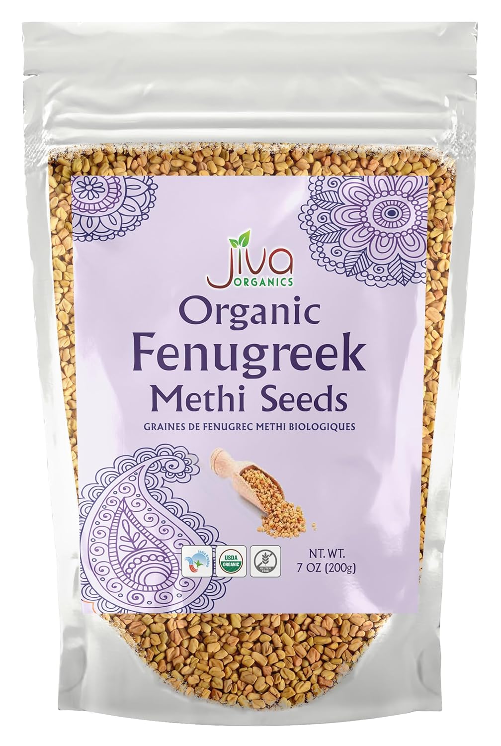 Jiva Organic Fenugreek Seeds 7 oz | Non-GMO Raw Methi Seeds for Hair Growth, Cooking & Sprouting | Product of India Ifelshop