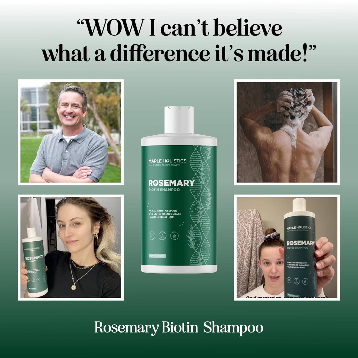 Volumizing Biotin and Rosemary Shampoo - Vegan Rosemary Biotin Shampoo for Thinning Hair for Women and Men with Nourishing B Vitamins & Tea Tree Oil - Paraben Silicone & Sulfate Free (16 Fl Oz) Ifelshop