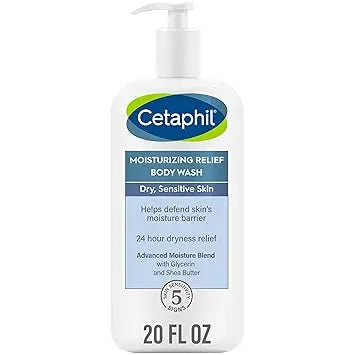 Cetaphil Body Wash, Moisturizing Relief Body Wash for Sensitive Skin, Creamy Rich Formula Gently Cleanses and Gives 24 Hour Relief to Dry Skin, Hypoallergenic, Fragrance Free, 20 oz Retailxpres