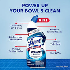Lysol Toilet Bowl Cleaner, Max Strength Bathroom Cleaning Supplies, Toilet Bowl Cleaner Clinging Gel, Home Essential, Instant Stain Removal, Disinfecting and Deodorizing, Bleach Free, 24 oz (2 ct)