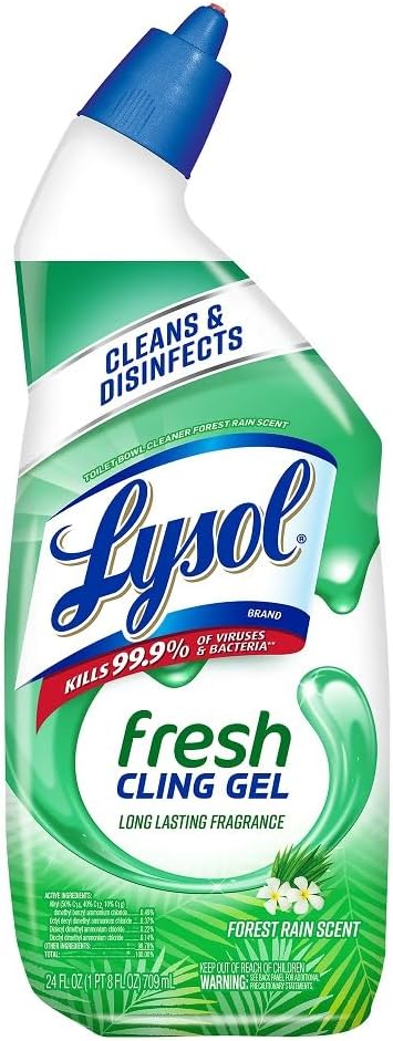 Lysol Toilet Bowl Cleaner Gel, For Cleaning and Disinfecting, Stain Removal, Forest Rain Scent, 24oz Retailxpres