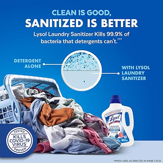 Lysol Laundry Sanitizer Additive, Bacteria-Causing Laundry Odor Eliminator, Detergent Additive, Crisp Linen, 90oz