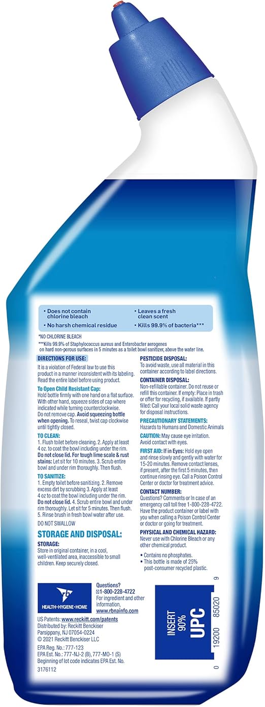 Lysol Toilet Bowl Cleaner Gel, For Cleaning and Disinfecting, Bleach Free, Ocean Fresh Scent, 24oz (Pack of 2)