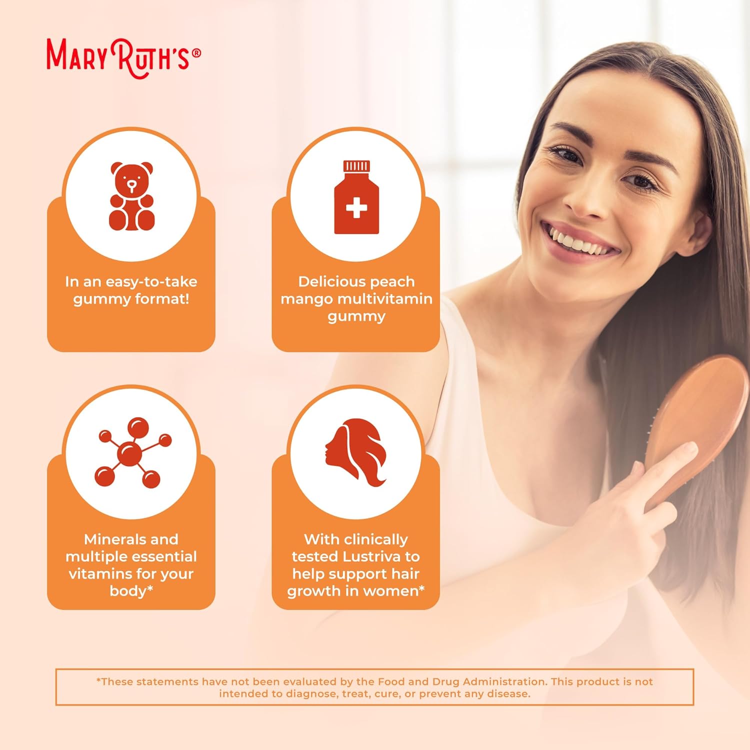 MaryRuth's Multivitamin + Hair Growth Gummies | with Lustriva® | Biotin 10000mcg | B Vitamins | Formulated for Thicker Hair, Wrinkles, Fine Lines, Skin Care | Ages 18+ | 30 Servings Ifelshop