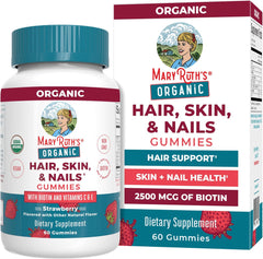 MaryRuth's Hair Skin and Nail Vitamins | USDA Organic | 2500 mcg Biotin Gummies with Vitamin C & Vitamin E | Hair Growth Vitamins | Skin Care | Nail Growth | Ages 14+ | 60 Count Ifelshop