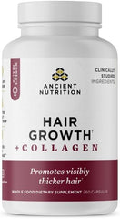 Ancient Nutrition Hair Growth Plus Collagen Supplement with Hydrolyzed Collagen Peptides and Clinically Studied Superfoods for Thicker Fuller Hair and Radiant Skin 60 Count Ifelshop