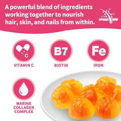 Women's Hair Growth Accelerator Supplement Gummies, Nourishes Thinning Hair & Boosts Hair Thickness, With Collagen, Biotin, Zinc, Vitamin C & Iron – Pineapple Flavor – 90 Gummies, 45 Day Supply Ifelshop