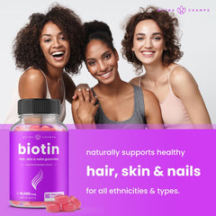 NutraChamps Biotin Gummies 10000mcg [High Potency] for Healthy Hair, Skin & Nails Vitamins for Women, Men & Kids - 5000mcg in Each Hair Vitamins Gummy - Vegan, Non-GMO, Hair Health Supplement Ifelshop