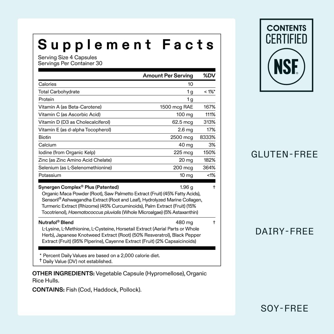 Nutrafol Women’s Balance Hair Growth Supplements – Hormone-Targeted Formula for Women 45+, Supports Thicker Hair - 2 Month Supply, 2 Refill Pouches Ifelshop