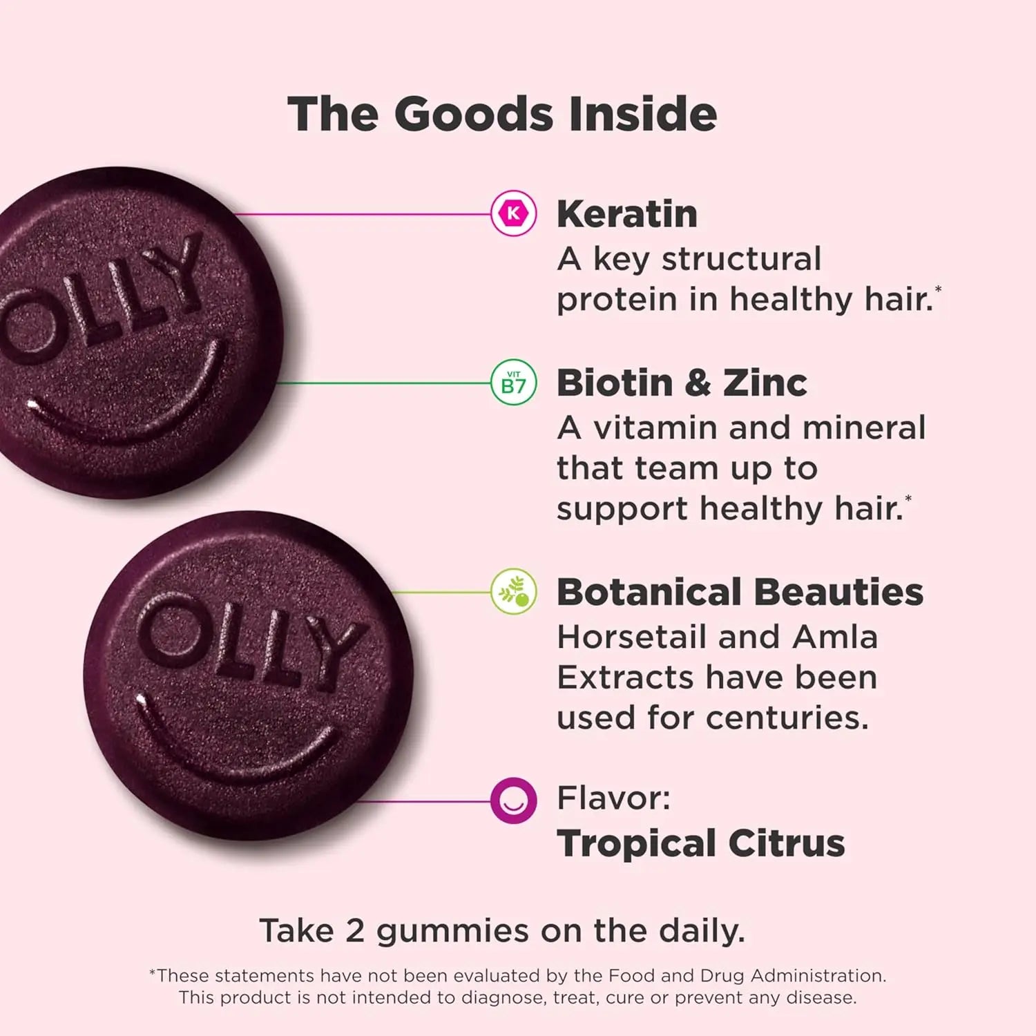 OLLY Heavenly Hair Gummy, Supports Healthy Hair, Keratin, Biotin, AMLA, Chewable Supplement, 30 Day Supply - 60 Count Ifelshop