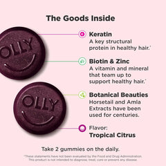 OLLY Heavenly Hair Gummy, Supports Healthy Hair, Keratin, Biotin, AMLA, Chewable Supplement, 30 Day Supply - 60 Count Ifelshop