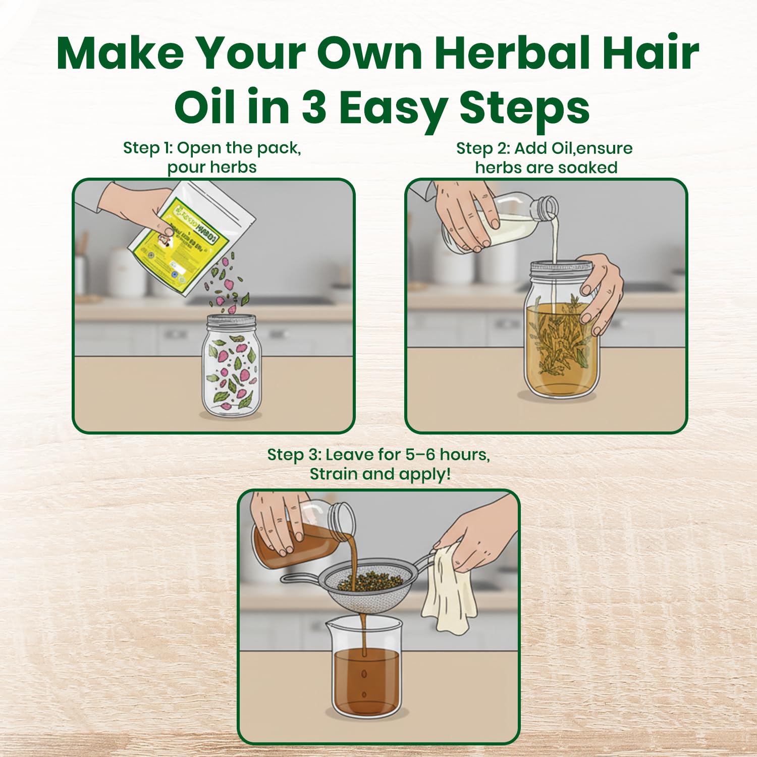 Foodherbs Premium Herbal Hair Oil Mix – 18 Ayurvedic Herbs for Natural Hair Growth, Strong Roots, Fuller Volume & Shiny Healthy Strands | DIY Oil Infusion Ifelshop