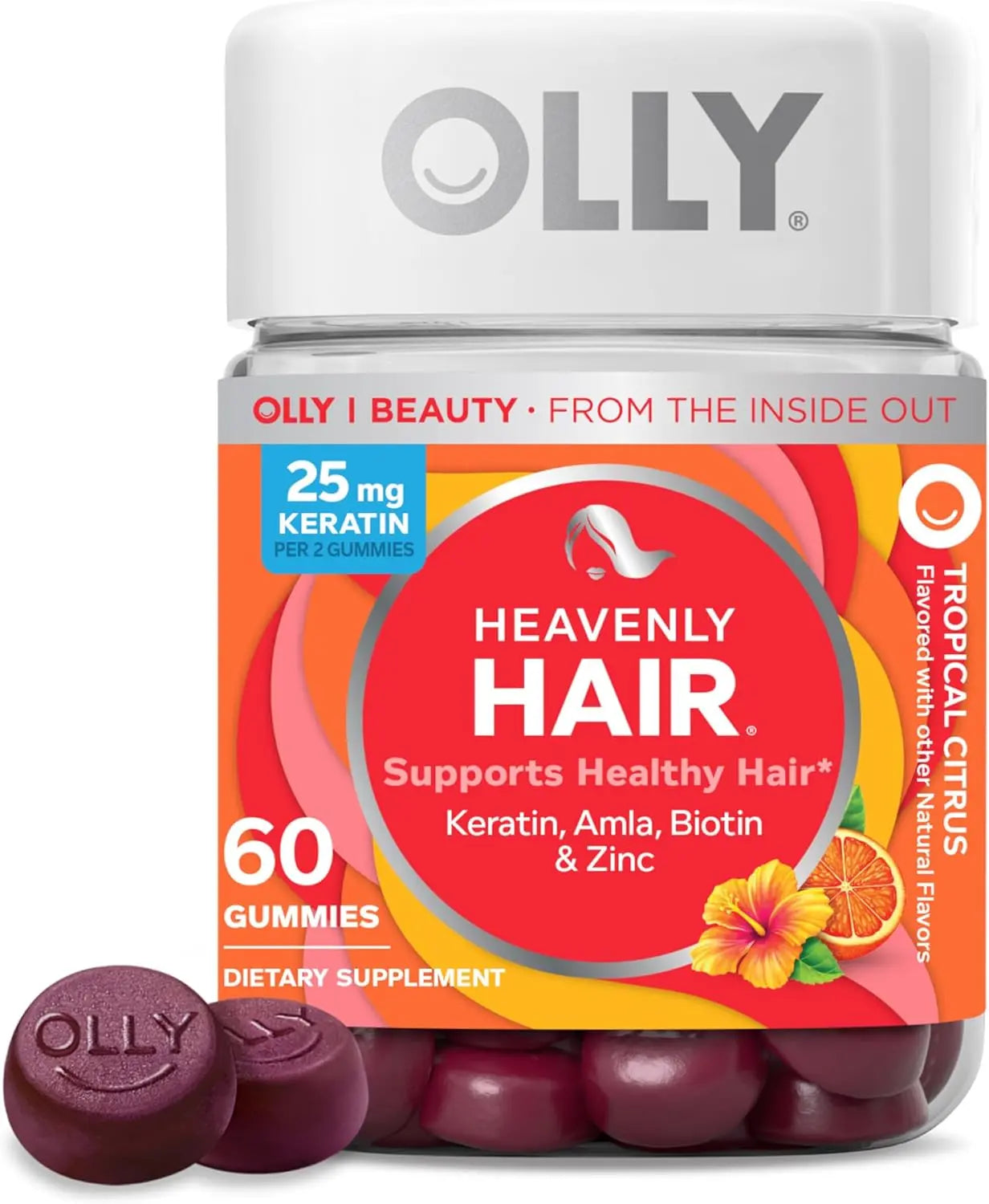 OLLY Heavenly Hair Gummy, Supports Healthy Hair, Keratin, Biotin, AMLA, Chewable Supplement, 30 Day Supply - 60 Count Ifelshop