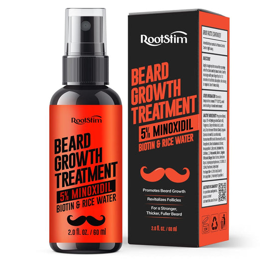 5% Minoxidil Beard Growth Serum for Men: Hair Regrowth Spray with Biotin & Rice Water - Extra Strength Beard Oil for Faster Thicker and Fuller Beard Growth - 60ML Ifelshop