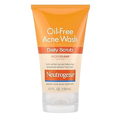 Neutrogena Oil-Free Acne Face Wash with 2% Salicylic Acid, Daily Exfoliating Scrub & Acne Treatment for Oily, Acne-Prone Skin, Clears Breakouts & Blackheads, 4.2 fl. oz