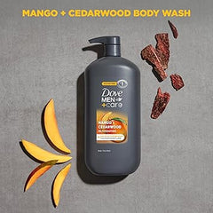 DOVE MEN + CARE body and face wash rejuvenating mango + cedarwood for Men, with 24-Hour Nourishing Micromoisture Technology, 30 oz