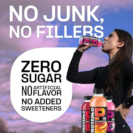 Protein2o Hydration Drink - 2-in-1 Liquid Clear Whey Protein Isolate and Electrolyte Drink - 15g Protein, Vitamins B5, B6 - Post-Workout Recovery - 16.9 Fl Oz - 12 Count Flavor Fusion Variety Pack
