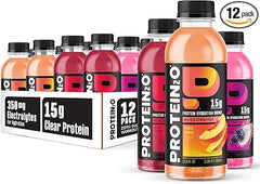 Protein2o Hydration Drink - 2-in-1 Liquid Clear Whey Protein Isolate and Electrolyte Drink - 15g Protein, Vitamins B5, B6 - Post-Workout Recovery - 16.9 Fl Oz - 12 Count Flavor Fusion Variety Pack