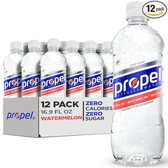 Propel Electrolyte Enhanced Water Sports Drink, Watermelon Flavored Water, Zero Calorie & Zero Sugar Hydration with Electrolytes and Vitamins C & E, 16.9 fl oz Water Bottles (12 Pack)