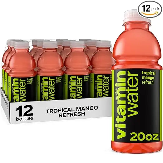 vitaminwater Refresh Tropical Mango Nutrient Enhanced Flavored Water Beverage, 20 fl oz Bottles, 12 Pack Retailxpres