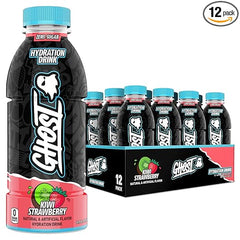 GHOST Hydration Drink, Kiwi Strawberry- RTD Sports Drink with Electrolytes, Natural Vitamins & Minerals - All Day Lifestyle Hydration Beverage - Zero Caffeine & Zero Sugars - 16.9 Fl Oz, 12 Pack