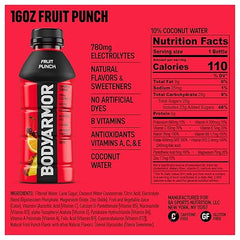 BODYARMOR Sports Drink Sports Beverage, Fruit Punch, 16 Fl Oz
