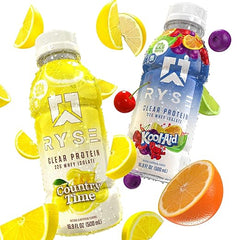 RYSE Clear Protein Shake - Variety Pack - 100 Calories, 22g Whey Isolate Protein, Sugar-Free, 0g Fat & Lactose-Free - Refreshing Ready-to-Drink Beverage - 16.9 fl oz Bottles (12-Pack)