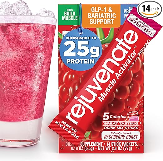 Rejuvenate, Perfect Amino Acid Blend, 1 Stick = 25g Whey Protein, 5 Calories, Vegan Friendly EAA + BCAA for Muscle Growth, Strength & Energy, GLP-1 & Bariatric Support, No Bloat, No Sugar