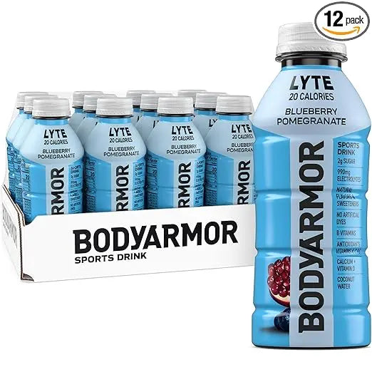 BODYARMOR LYTE Sports Drink Low-Calorie, Blueberry Pomegranate, Low-Calorie, Coconut Water, Natural Flavors, Vitamins, Electrolytes, 16 Fl Oz (12 Pack) Retailxpres