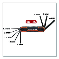 Great Neck Hex Key Fold-Up Tool Set, Two-Piece, Metric/SAE, Black-Oxide/Blue (SAE), Black-Oxide/Red (Metric) (GNS74205)