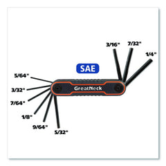 Great Neck Hex Key Fold-Up Tool Set, Two-Piece, Metric/SAE, Black-Oxide/Blue (SAE), Black-Oxide/Red (Metric) (GNS74205)