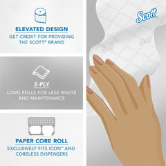 Scott Pro Paper Core High-Capacity Standard Roll Toilet Paper with Elevated Design (KCC47305)