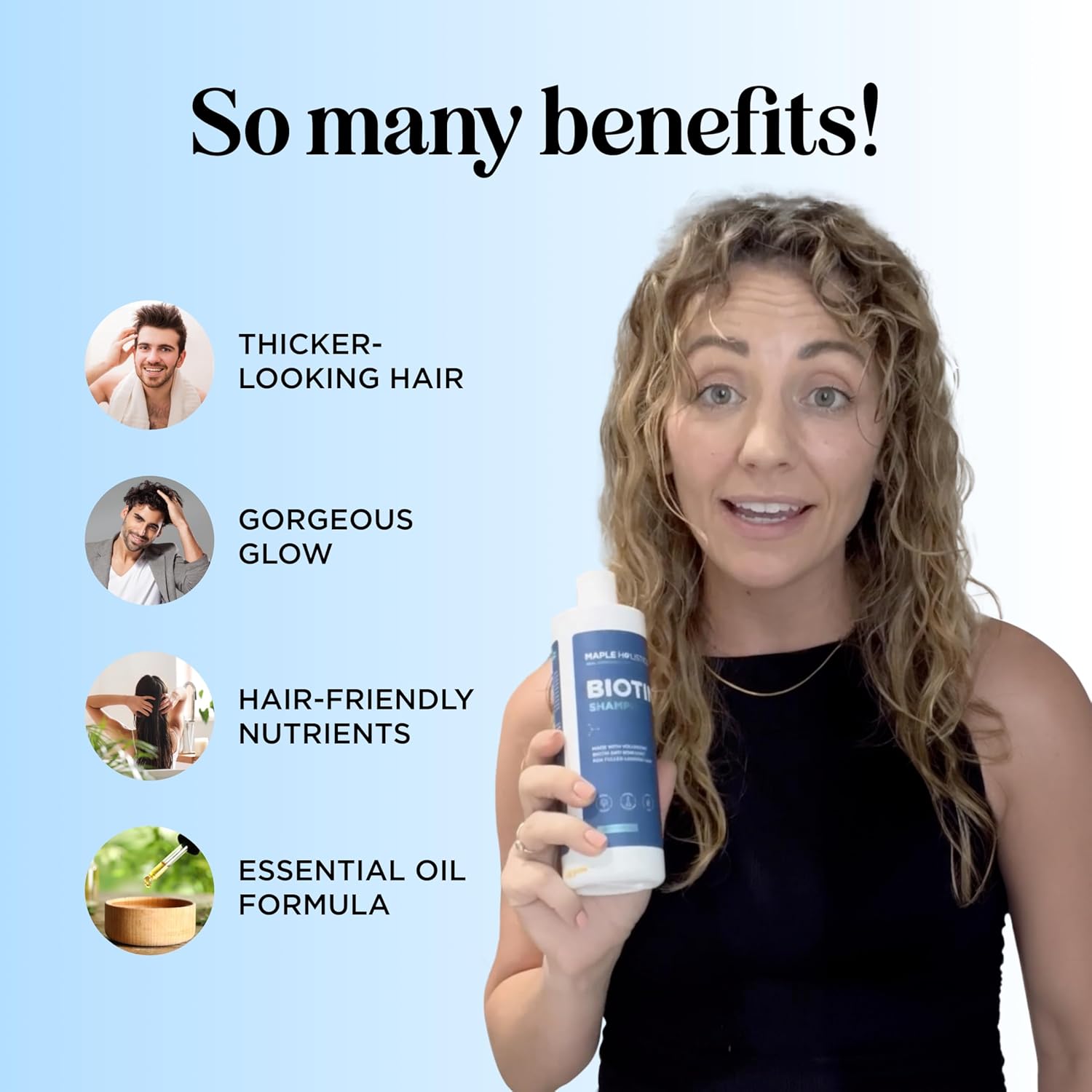 Rosemary and Biotin Shampoo for Thinning Hair - Vegan Volumizing Shampoo for Fine Hair with B Vitamins Argan Oil & Tea Tree Essential Oil - Paraben Silicone and Sulfate Free Vegan Formula (8 Fl Oz) Ifelshop