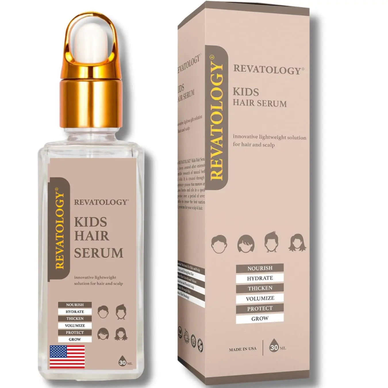 REVATOLOGY Kids and Babies Leave-In Growth & Conditioning Serum - Anti-Dandruff & Anti-Frizz Care for Curly, Thin & Thick Hair -  30 Botanicals Ifelshop