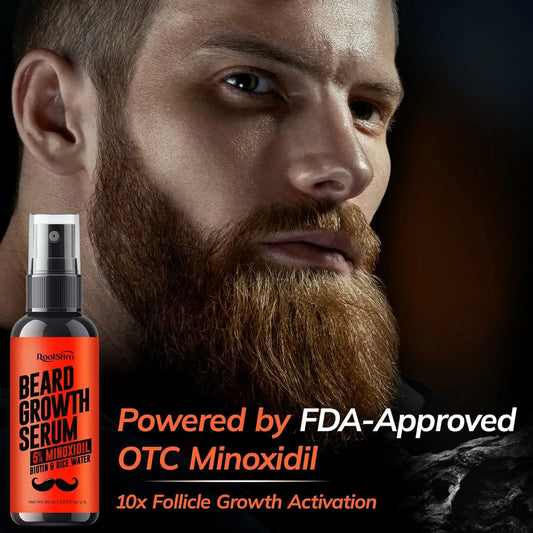 5% Minoxidil Beard Growth Serum for Men: Hair Regrowth Spray with Biotin & Rice Water - Extra Strength Beard Oil for Faster Thicker and Fuller Beard Growth - 60ML Ifelshop